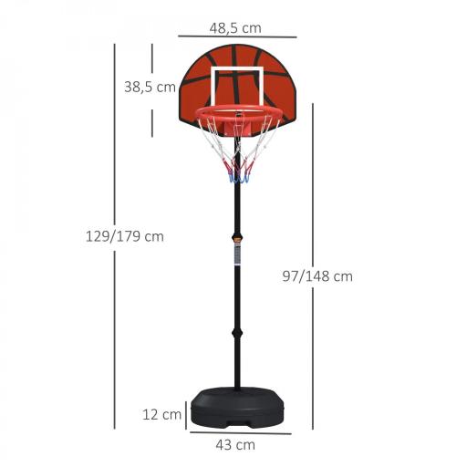 Canasta de Baloncesto Ajustable con Diana Magnética y Dardos Base Rellenable para Interior Ø38x129-179 cm Negro [1]