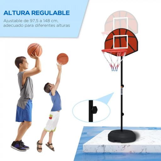Canasta de Baloncesto Ajustable con Diana Magnética y Dardos Base Rellenable para Interior Ø38x129-179 cm Negro [4]