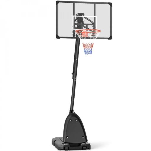 Canasta de Baloncesto Ajustable 236-293 cm con Ruedas Tablero de Rebote Base Rellenable para Exterior Negro [8]