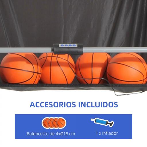 Juego de Canastas Plegable, Máquina de Baloncesto Juguete Contador y Marcador Electrónico, con Soporete de Acero, Red, Cesta de Baloncesto, 4 Baloncestos, 205x110x205 cm [2]