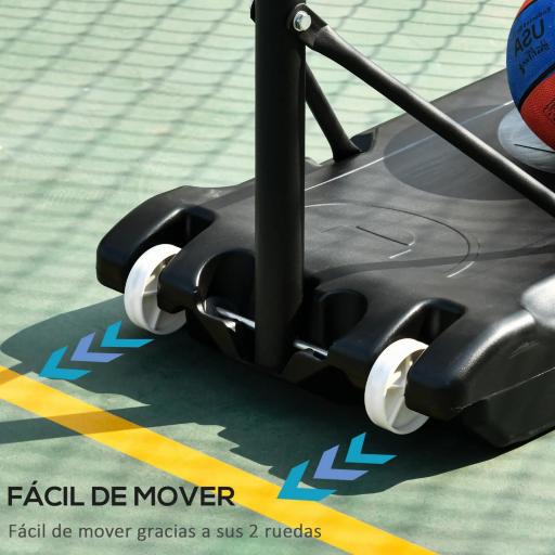 Canasta de Baloncesto con Altura Ajustable 206-260 cm Aro de Baloncesto con Ruedas y Base Rellenable Negro [4]