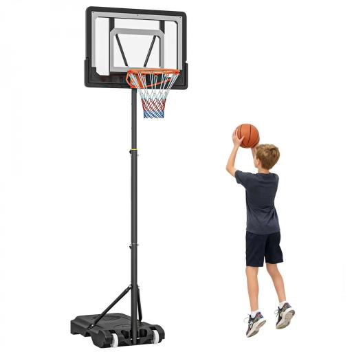 Canasta de Baloncesto con Altura Ajustable 206-260 cm Aro de Baloncesto con Ruedas y Base Rellenable Negro [9]