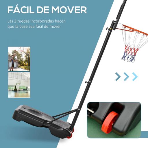 Canasta de Baloncesto Ajustable de 205-261 cm Aro de Baloncesto Portátil con Soporte de Acero Base Rellenable y 2 Ruedas de Transporte para Niños y Adultos Rojo Negro [2]