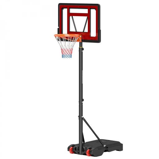 Canasta de Baloncesto Ajustable de 205-261 cm Aro de Baloncesto Portátil con Soporte de Acero Base Rellenable y 2 Ruedas de Transporte para Niños y Adultos Rojo Negro [8]