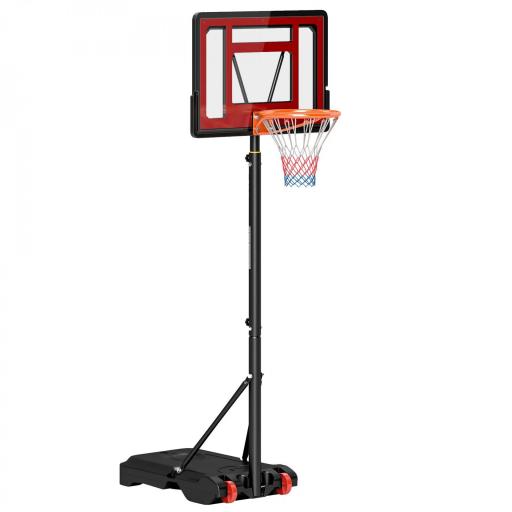 Canasta de Baloncesto Ajustable de 205-261 cm Aro de Baloncesto Portátil con Soporte de Acero Base Rellenable y 2 Ruedas de Transporte para Niños y Adultos Rojo Negro [9]