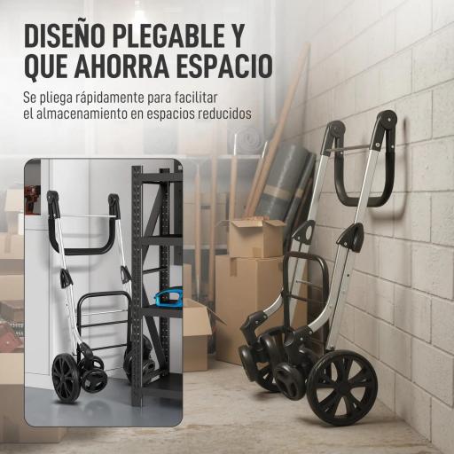 Carrito de Compra Plegable de 46 L Carro 3 en 1 con 6 Ruedas Bolsa Térmica y Asa Ajustable 44x58x100 cm Gris [3]