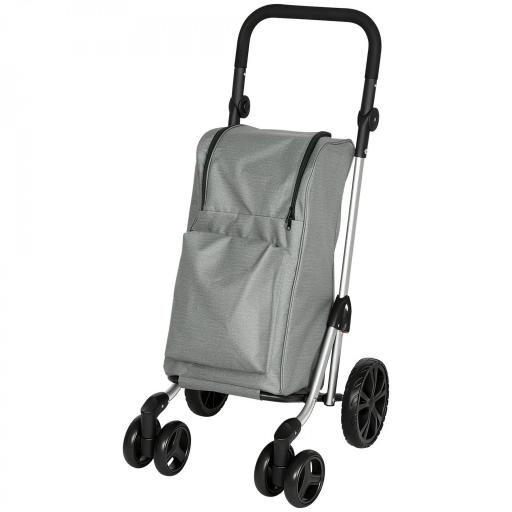 Carrito de Compra Plegable de 46 L Carro 3 en 1 con 6 Ruedas Bolsa Térmica y Asa Ajustable 44x58x100 cm Gris [9]