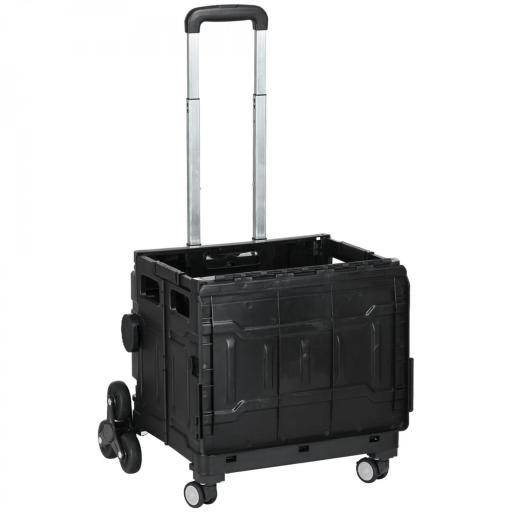 Carrito de la Compra Plegable con 2 Ruedas para Subir Escaleras Ángulo y Longitud de Mango Ajustable 48x43x95 cm Negro [9]