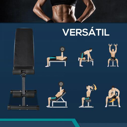 Banco de Pesas Plegable 2 en 1 Banco de Musculación de Acero con Altura Ajustable Respaldo Inclinable en 7 Posiciones para Entrenamiento en Hogar Gimnasio Carga 300 kg 116x43x56-116 cm Negro [4]
