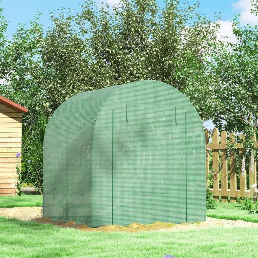 Invernadero de Jardín 180x180x200 cm Invernadero de Túnel Pequeño con Puerta Enrollable y Ventana de Malla Verde [6]
