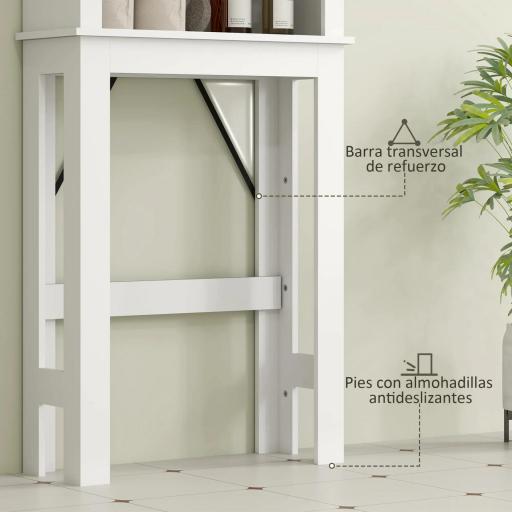 Mueble sobre Inodoro para el Baño con Puerta Corredera de Granero y 6 Compartimentos Estilo Rústico 67x25x172 cm Blanco [4]