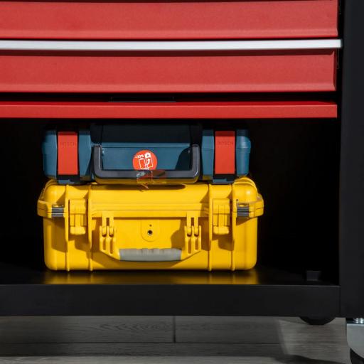 Carro de Herramientas con Ruedas 4 Cajones Compartimento de Almacenaje y Asa Lateral 69x33x75 cm Negro y Rojo [7]