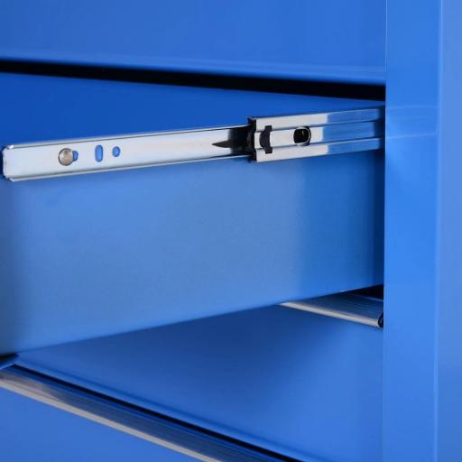 Carro Caja de Herramientas Taller Movil con 5 Cajones 4 Ruedas Chapa de Acero Azul [7]