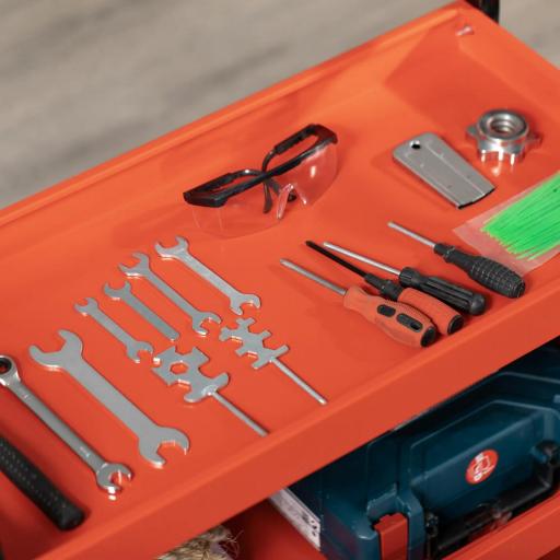 Carro de Herramientas con 3 Estantes Paneles Perforados y Ruedas con Freno para Garaje Taller Almacén 75x35x80 cm Negro [5]