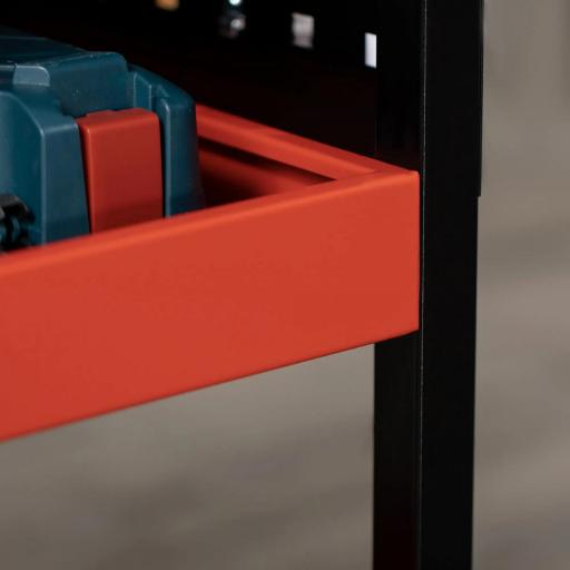 Carro de Herramientas con 3 Estantes Paneles Perforados y Ruedas con Freno para Garaje Taller Almacén 75x35x80 cm Negro [7]