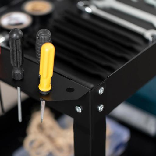 Carro de Herramientas con Ruedas 3 Estantes y Asa Lateral para Garaje Mecánico Hogar 83x35,3x76 cm Negro [6]