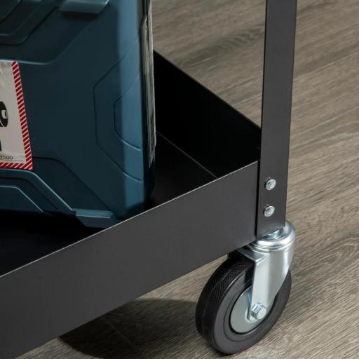 Carro de Herramientas de 2 Niveles Carro de Taller con Ruedas de Acero para Garaje Carga 150 kg 84,5x38x84 cm Negro [7]