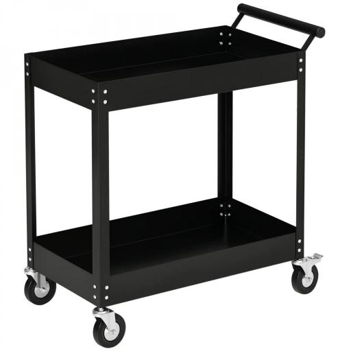 Carro de Herramientas de 2 Niveles Carro de Taller con Ruedas de Acero para Garaje Carga 150 kg 84,5x38x84 cm Negro [8]