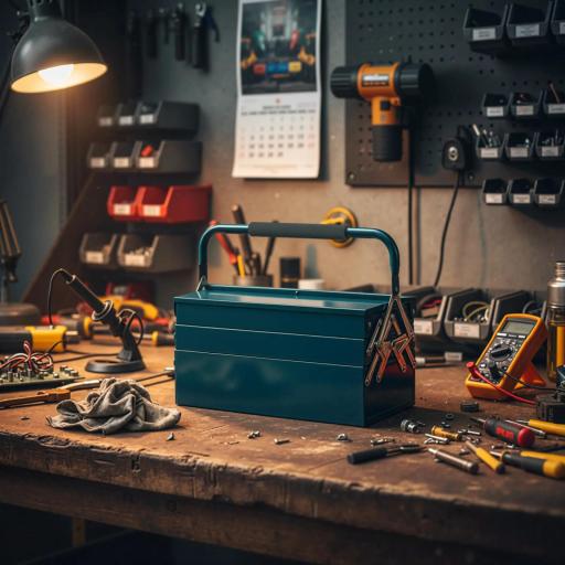 Caja de Herramientas Metálica Plegable con 5 Bandejas y Asa para Taller Garaje 45x20x34,5 cm Verde Oscuro