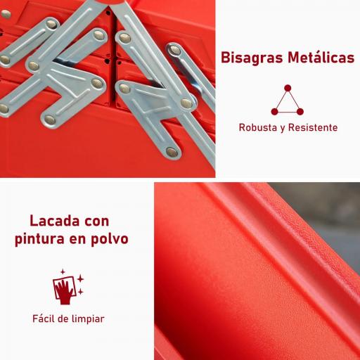 Caja de Herramientas de Acero Plegable Portátil con 5 Compartimentos y Mango de Transporte para Taller Bricolaje Hogar 56x20x41 cm Rojo [1]