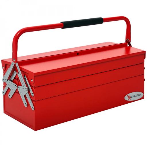 Caja de Herramientas de Acero Plegable Portátil con 5 Compartimentos y Mango de Transporte para Taller Bricolaje Hogar 56x20x41 cm Rojo [7]