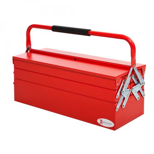 Caja de Herramientas de Acero Plegable Portátil con 5 Compartimentos y Mango de Transporte para Taller Bricolaje Hogar 56x20x41 cm Rojo [8]