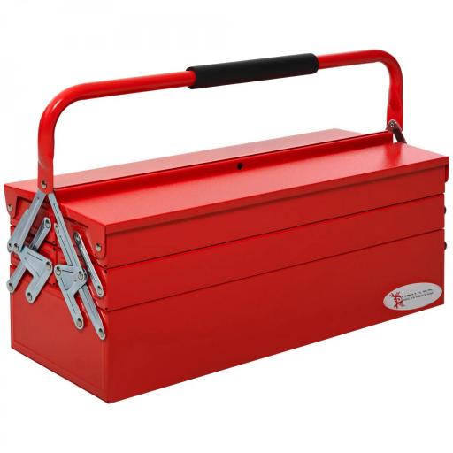 Caja de Herramientas de Acero Plegable Portátil con 5 Compartimentos y Mango de Transporte para Taller Bricolaje Hogar 56x20x41 cm Rojo [9]