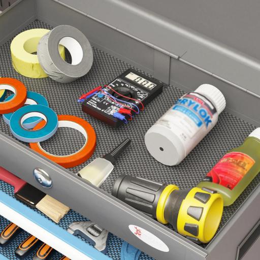 Caja de Herramientas Metálica con Cerradura 4 Cajones y Bandeja Superior Asa Lateral 20Kg Capacidad 45x24,5x32,5 cm Gris [6]