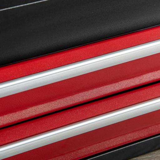 Caja de Herramientas de Acero con 2 Cajones Bandeja Tapa Abatible Cierres Metálicos y Asa 46x24x22 cm Negro [6]