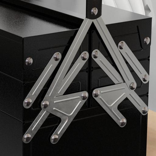 Caja de Herramientas Metálica Plegable con 5 Bandejas y Asa para Taller Garaje 45x20x34,5 cm Negro [7]