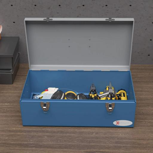 Caja de Herramientas Metálica con Cerradura Asas y Gran Capacidad para Uso Doméstico o Profesional 50x26x18,5 cm Azul [5]