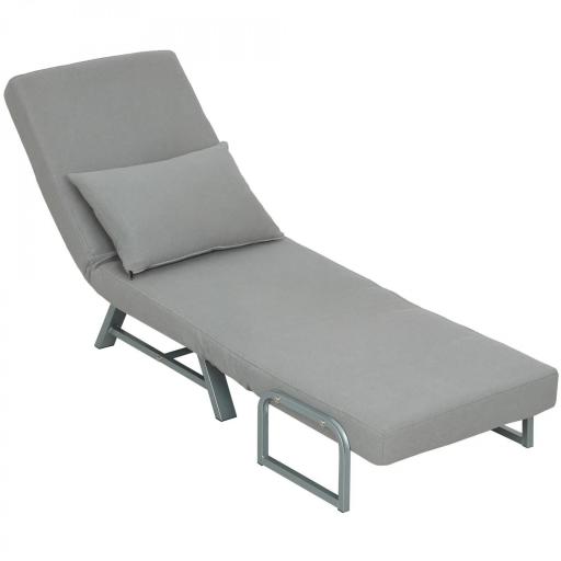 Sillón Cama Individual 3 en 1 Sofá Cama Plegable con Respaldo Ajustable y Cojín para Sala Dormitorio 73x78x81 cm Gris [9]