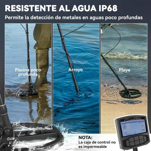 Detector de Metales con Batería 5 Modos de Uso IP68 y Pantalla Retroiluminada Chip DSP 28x21x48-130 cm Gris Oscuro [6]