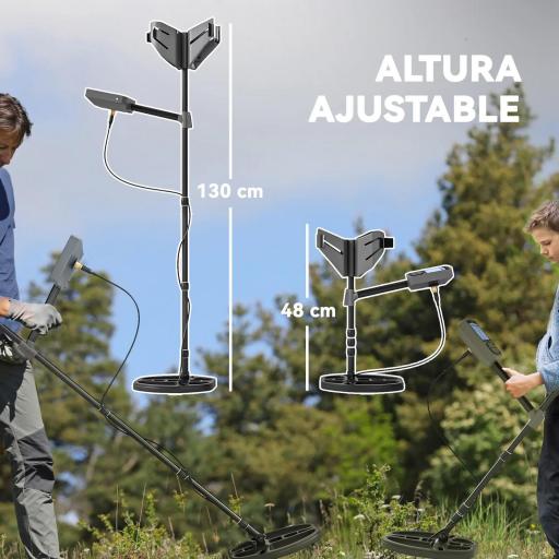 Detector de Metales con Batería 5 Modos de Uso IP68 y Pantalla Retroiluminada Chip DSP 28x21x48-130 cm Gris Oscuro [2]