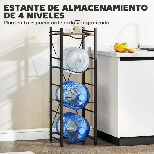 Soporte para Garrafones de Agua de 4 Niveles Estante de Almacenamiento para Botella de Agua para Cocina Comedor Negro [4]