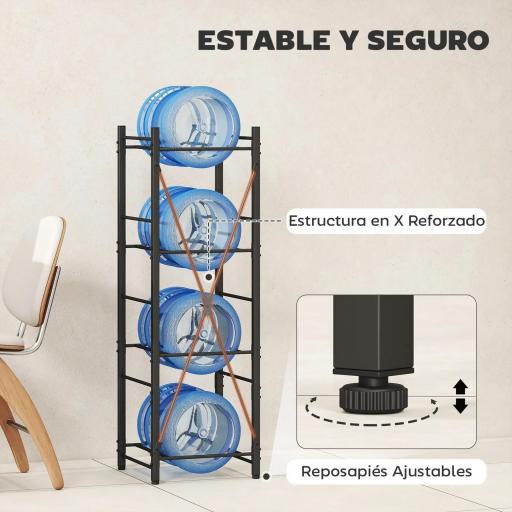 Soporte para Garrafones de Agua de 4 Niveles Estante de Almacenamiento para Botella de Agua para Cocina Comedor Negro [2]