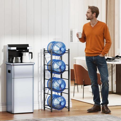 Soporte para Garrafones de Agua de 4 Niveles Estante de Almacenamiento para Botella de Agua para Cocina Comedor Negro [3]
