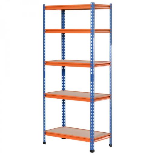 Estantería Metálica de Almacenaje 80x40x182 cm con 5 Niveles Ajustables en Altura Carga Máxima por Estante 300 kg para Almacén Garaje Taller Azul y Naranja [9]