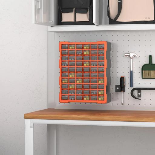 Armario Organizador de Herramientas con 60 Cajones Tipo Estantería DIY Caja Cajonera de Herramientas 38x16x47,5 cm Naranja