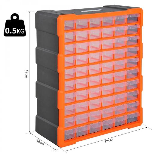Armario Organizador de Herramientas con 60 Cajones Tipo Estantería DIY Caja Cajonera de Herramientas 38x16x47,5 cm Naranja [1]