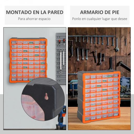 Armario Organizador de Herramientas con 60 Cajones Tipo Estantería DIY Caja Cajonera de Herramientas 38x16x47,5 cm Naranja [4]