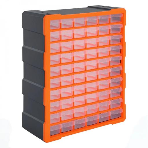 Armario Organizador de Herramientas con 60 Cajones Tipo Estantería DIY Caja Cajonera de Herramientas 38x16x47,5 cm Naranja [9]