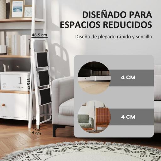 Escalera Plegable de 3 Peldaños 71x46,5x105,3 cm con Superficie Antideslizante Asa de Transporte y Carga Máxima 150 kg [3]