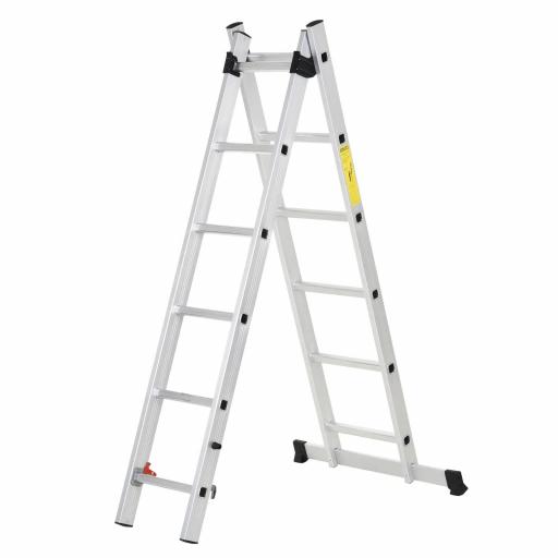 Escalera Aluminio Triangular de Tijera Plegable Portátil 2 Formas de Uso Pie Antideslizante Altura 160-249 cm Plata [8]