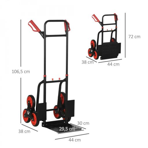 Carretilla Plegable para Escalera con Ruedas Carga 120kg Carretilla de Mano Portátil para Entrega Almacenes Mercado Viajar Mudarse [1]