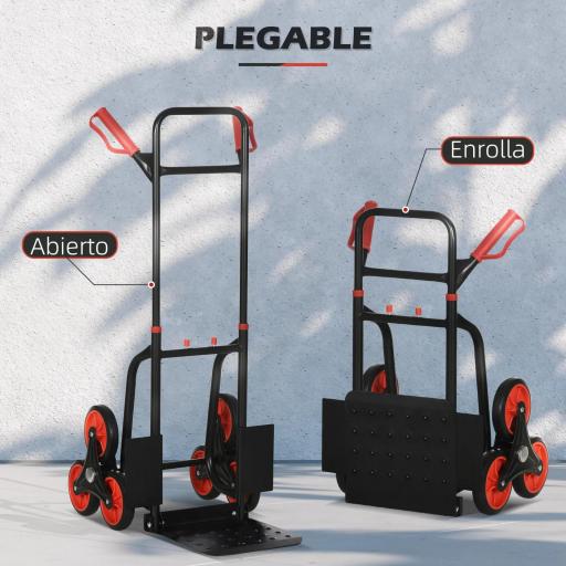 Carretilla Plegable para Escalera con Ruedas Carga 120kg Carretilla de Mano Portátil para Entrega Almacenes Mercado Viajar Mudarse [2]