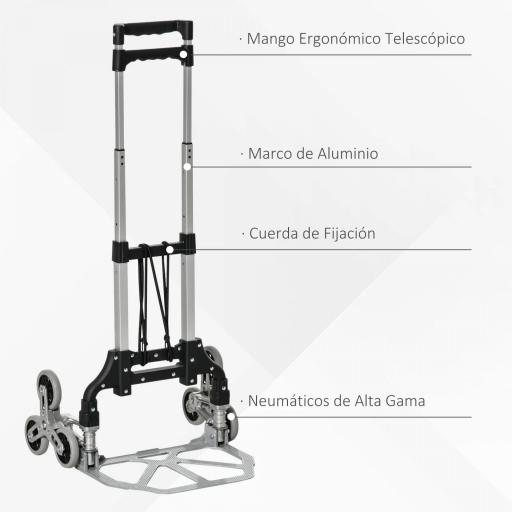 Carretilla de Mano Portátil para Escalera con Ruedas Carga 70kg Carretilla Plegable para Entrega Almacenes Mercado Viajar Mudarse [2]