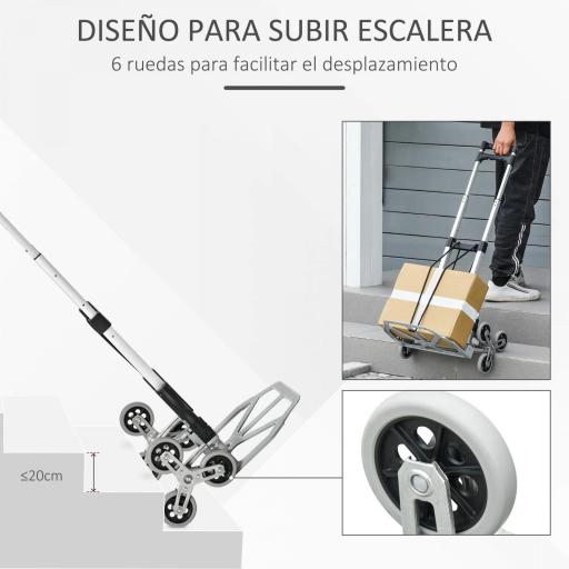 Carretilla de Mano Portátil para Escalera con Ruedas Carga 70kg Carretilla Plegable para Entrega Almacenes Mercado Viajar Mudarse [4]