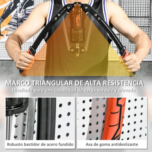 Extensor de Pecho Ajustable de 10-200 kg con 20 Niveles de Resistencia y Agarre Antideslizante 43x16x5 cm Negro y Rojo [5]