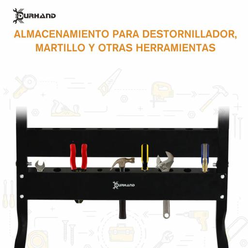 Banco de Trabajo Plegable Mesa de Trabajo Portátil con 4 Abrazaderas Agujeros para Sierra Uso Doméstico Carpintería Hierro MDF Soporta 70 kg 56x62x75 cm Natural Negro [5]